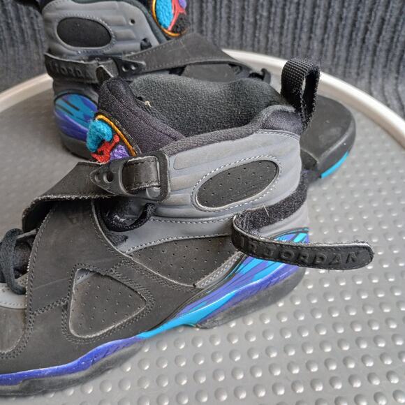 Nike Air Jordan 8 VIII Retro Youth Sneakers Black Aqua Size 5Y - Picture 8 of 10